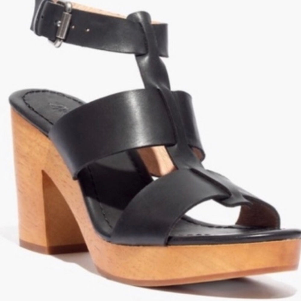 Madewell Black Leather Irving Clog Sandal